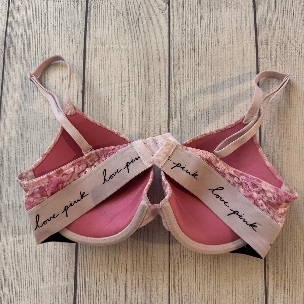 Victoria's Secret PINK Wear Everywhere Push Up Bra 34C Pink Floral Lace